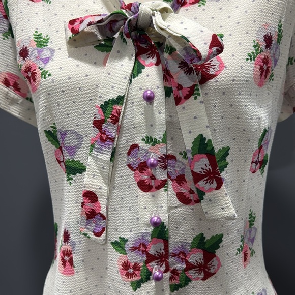 NWT Collectif London Tura Pansy Floral Blouse Top Size XL UK 16 US 12 - Picture 5 of 12